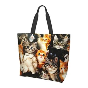 cat tote shoulder bag cute grocery bags storage handle shopping bag portable animal bag large