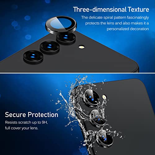 ivoler Camera Lens Protector for Samsung Galaxy S23 6.1'' &S23 Plus 6.6'' (2023), Ultra-Thin Tempered Glass with Aluminum Edge,Alloy Camera Cover Protection Black [Included Easy Removal Tool]