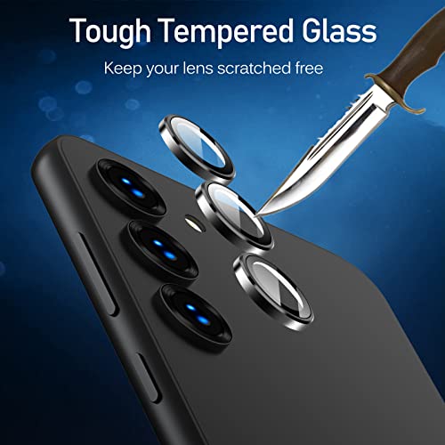 ivoler Camera Lens Protector for Samsung Galaxy S23 6.1'' &S23 Plus 6.6'' (2023), Ultra-Thin Tempered Glass with Aluminum Edge,Alloy Camera Cover Protection Black [Included Easy Removal Tool]