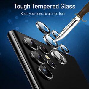 ivoler Camera Lens Protector for Samsung Galaxy S23 Ultra 6.8'' 5G (2023), Ultra-Thin Tempered Glass with Aluminum Edge,Scratch-Proof Alloy Camera Cover Protection Black [Included Easy Removal Tool]