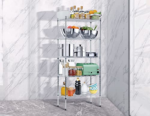 Metal Shelving, 5 Tier Wire Shelving Unit, Adjustable Strong Steel Storage Shelf, Metal Shelves, Kitchen Storage Rack, Pantry Standing Shelves for Laundry Storage 750Lbs Capacity,22" L x 12" W x 48" H