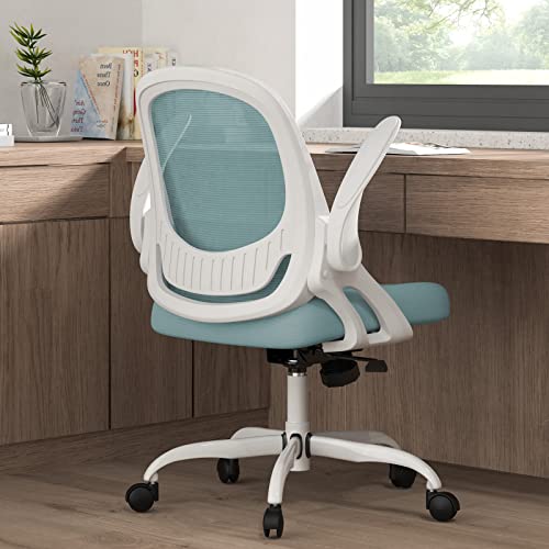 Home Office Chair Work Desk Chair Comfort Ergonomic Swivel Computer Chair, Breathable Mesh Desk Chair, Lumbar Support Task Chair with Wheels and Flip-up Arms and Adjustable Height