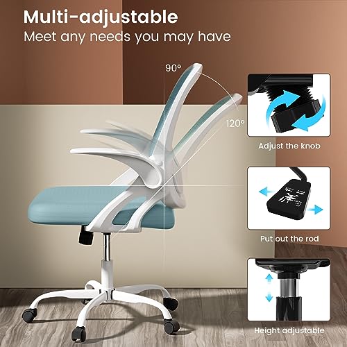 Home Office Chair Work Desk Chair Comfort Ergonomic Swivel Computer Chair, Breathable Mesh Desk Chair, Lumbar Support Task Chair with Wheels and Flip-up Arms and Adjustable Height