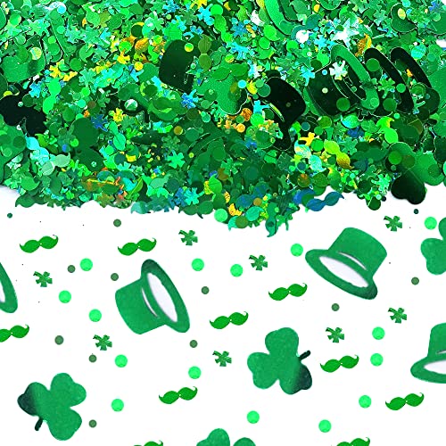 Estivaux 1000 Pieces St. Patrick's Day Confetti for Table Decorations, Irish Shamrock Confetti Decorations Glitter Green Stars Confetti Leprechaun Hat Table Confetti for Saint Patrick's Day Party Decor Favors