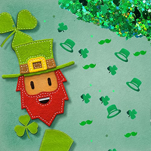 Estivaux 1000 Pieces St. Patrick's Day Confetti for Table Decorations, Irish Shamrock Confetti Decorations Glitter Green Stars Confetti Leprechaun Hat Table Confetti for Saint Patrick's Day Party Decor Favors