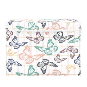 colored butterflies storage basket 16.5x12.6x11.8 in collapsible fabric storage cubes organizer large storage bin with lids and handles for shelves bedroom closet office