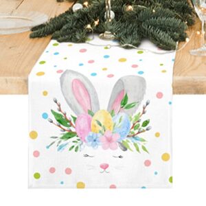 easter table runner 72 inches long, cute easter eggs rabbits easter runners, seasonal spring holiday kitchen dining table decorations for home party buffet decor