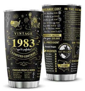 delsakhula 40th birthday gifts for men women friends vintage 1983 tumblers 40 year old birthday supplies vintage 1983 back in 1983 old time information stainless steel vacuum insulated tumblers 20 oz