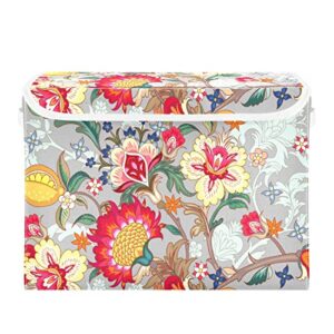 elegant flower storage basket 16.5x12.6x11.8 in collapsible fabric storage cubes organizer large storage bin with lids and handles for shelves bedroom closet office