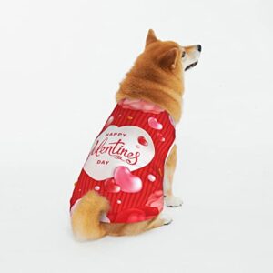 Red Love Heart Flowers Dog Puppy Cotton T-Shirt, Valentines Day Breathable Pets Apparel for Kitty Cats Dogs All Seasons 2XL