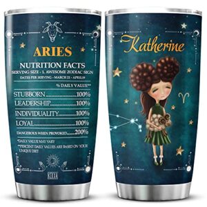 koixa aries zodiac insulated tumbler with lid 20oz cute astrological items for teens girls stainless steel coffee travel cup custom name birthday mug cute astrology gifts for women