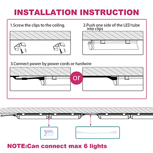 MKUJOO 6 Pack 4FT 60W LED Shop Light, V Shape Integrated T8 LED Tube Light, 6600LM, 6000K Super Bright White,high Output Linkable with Plug for Garage, Workshop,Basement,Warehouse