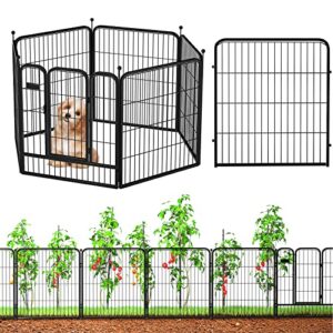 shikha decorative garden fence panels 6 packs 14ft(l) x32in(h) outdoor animal barrier dog pet fencing rustproof metal wire fence border for landscaping patio lawn & garden,black