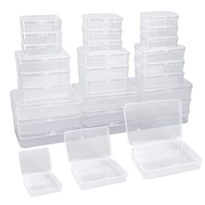 qpey 30pcs mini plastic storage containers with lids, mixed sizes rectangular empty organizer boxes for small items and craft projects