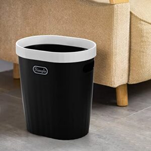 ZENFUN 2 Pack 4.7 Gallon Plastic Slim Trash Can with Press Ring, Narrow Garbage Bin Wastebasket Garbage Container Bin with Handles for Living Room, Bathroom, Kitchen, Office, Grey & Black