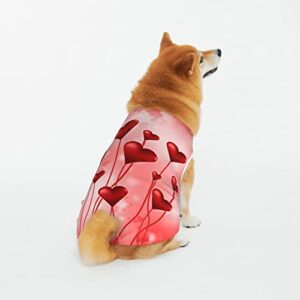 heart shape balloon dog puppy cotton t-shirt, valentine's day washable pets clothes for kitty cats dogs all seasons 5xl