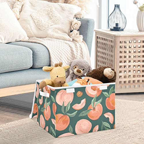 Dark Green Stylish Large Foldable Storage Bins with Handles, Clothes Storage Containers, Closet Organizers, Fabric Foldable Storage Box with Lid for Room Organization, Clothes Storage, Toys Storage