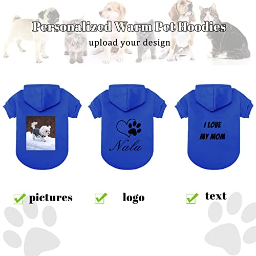 Custom Dog Hoodie Set with Name Photo, Personalized Pet Warm Sweater Hoodies for Small Medium Dogs & Cat Puppy