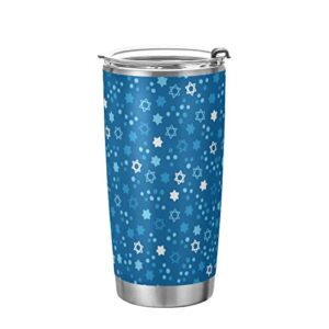 20oz tumbler bottle with lid and straw hanukkah stars of david insulated coffee ice cup vacuum stainless steel shaker bottle travel mug water cup gifts