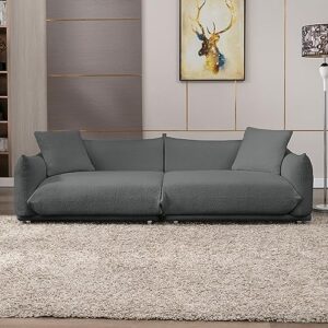 mjkone modern sofa couch, 89" w lambswool couches with metal legs, modular loveseat sofa has thick cushion, mid-century sofas for living room/bedroom/small spaces/office(dark grey)