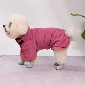 hzxinwang dog dry clothes bathrobe towel, microfiber dog bathrobe, adjustable collar and waist pet towel, dog dry grooming towel with embroidery (xs, rose)