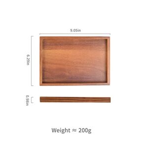 Hiermi Wooden Rectangular Serving Tray, 2 Piece Set of Acacia Wood Plate, Tea/Drink Platter, Dinner Serving Tray, Size_12" x 8" x 1”, 9"x 6.2" x 1”