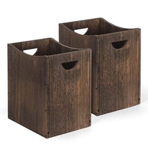 eteli wood waste baskets 2 pecs small trash cans decorative garbage cans with double handles for bedroom bathroom office living room, brown