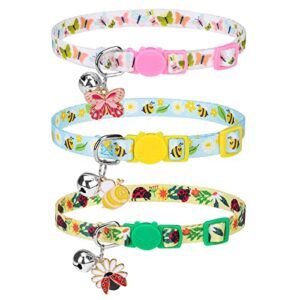 tailgoo breakaway cat collars with bell - spring pet collar 3 pack for kittens puppies and tiny pets small pets