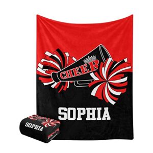 cheerleader red personalized blankets throw bed sofa couch blankets traveling camping hiking soft cozy 50 x 60 inch