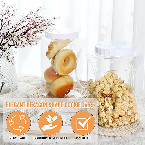 Queekay 4 Pieces 132 oz 1.03 Gallon Plastic Canisters with Lids, Clear Plastic Cookies Jars Wide Mouth Square Canisters Powder Laundry Detergent Container Candy Storage Jars for Kitchen