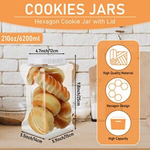 Queekay 4 Pieces 132 oz 1.03 Gallon Plastic Canisters with Lids, Clear Plastic Cookies Jars Wide Mouth Square Canisters Powder Laundry Detergent Container Candy Storage Jars for Kitchen