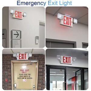 TANLUX Red Exit Sign with Emergency Lights, LED Emergency Exit Light with Battery Backup, UL Listed, AC 120/277V, Commercial Emergency Lights Combo for Business - 6 Pack