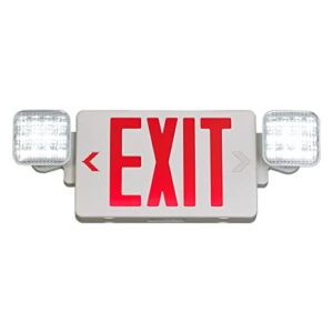 TANLUX Red Exit Sign with Emergency Lights, LED Emergency Exit Light with Battery Backup, UL Listed, AC 120/277V, Commercial Emergency Lights Combo for Business - 6 Pack