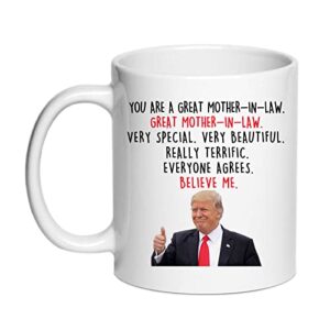 siuny donald trump mother-in-law coffee mugs - novelty you're a great mother-in-law trump gifts mug - mother-in-law gag gifts for birthday/christmas gifts for mother-in-law 11oz (mother-in-law gifts)