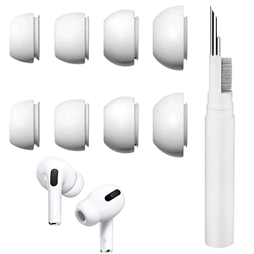 4 Sizes Replacement Ear Tips Compatible with AirPods Pro and AirPods Pro 2 + 3 in 1 Headphone Cleaning Pen, 4 Pairs Ear Buds Silicone Tips(XS/S/M/L) with 1 Wireless Earbuds Cleaning Pen Brush Kit