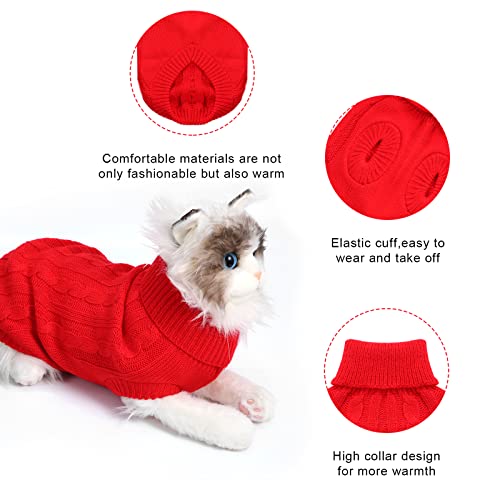 Winter Warm Pet Sweater, Soft Dog Clothes Coats Sweaters Classic Straw-Rope Sweaters for Medium Dogs Cat Gift Kitty Clothes Pet Sweater Apparel for Holiday New Year Valentine's Day(Red)