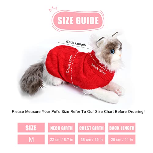 Winter Warm Pet Sweater, Soft Dog Clothes Coats Sweaters Classic Straw-Rope Sweaters for Medium Dogs Cat Gift Kitty Clothes Pet Sweater Apparel for Holiday New Year Valentine's Day(Red)