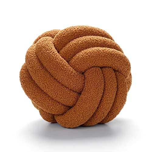 GXYR Knot Pillow Ball,Soft Round Throw Pillow,Handmade Knotted Pillow,Plush Knot Ball Pillow,Modern Home Sofa Couch Pillow Decor Pillows for Bedroom Photography Props-Caramel/8.7"