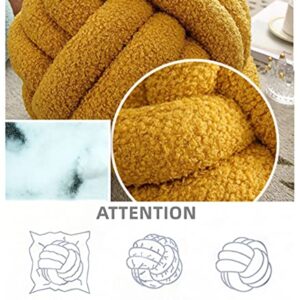 GXYR Knot Pillow Ball,Soft Round Throw Pillow,Handmade Knotted Pillow,Plush Knot Ball Pillow,Modern Home Sofa Couch Pillow Decor Pillows for Bedroom Photography Props-Caramel/8.7"