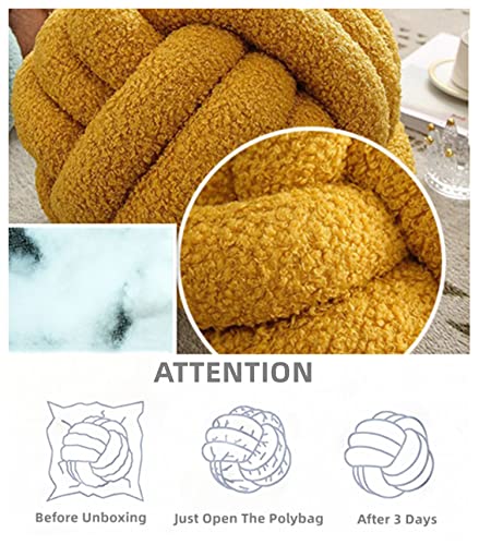 GXYR Knot Pillow Ball,Soft Round Throw Pillow,Handmade Knotted Pillow,Plush Knot Ball Pillow,Modern Home Sofa Couch Pillow Decor Pillows for Bedroom Photography Props-Caramel/8.7"