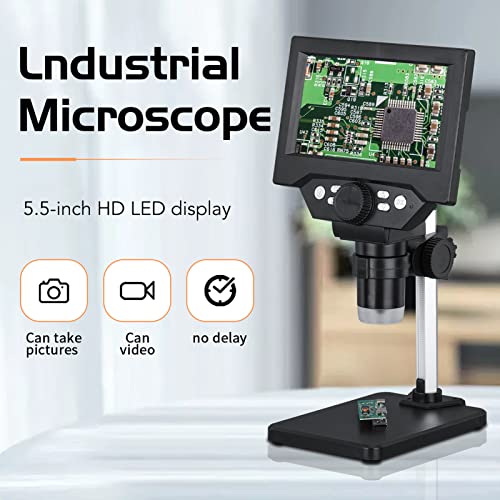 LCD Digital Microscope, 5.5inch 10MP USB 1080P 1000X Magnification Zoom Coin Microscope for Adults, Computer Stereo Microscope, 8 LED Lights, Battery 3000mAh, Stand