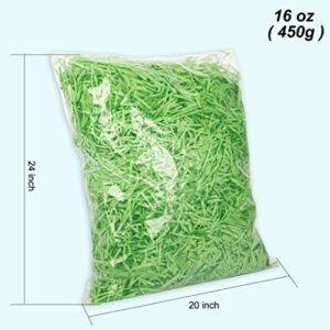 Green Craft Shredded Paper Grass for Easter Baskets and Gift Wrapping - 16oz (1lb) Easter Grass Filler for Easter Party Decorations and Stuffers