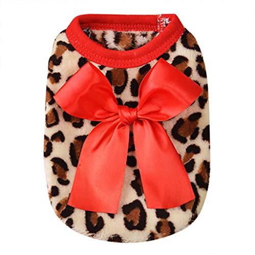 HonpraD XXSmall Puppy No Escape Leopard Clothing Pet Festive Fleece Coral Dog Autumn Vest Cat and Winter Pet Clothes Dog Apparel for Small Dogs