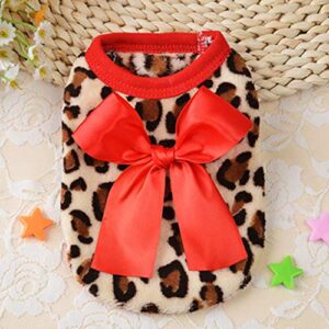 HonpraD XXSmall Puppy No Escape Leopard Clothing Pet Festive Fleece Coral Dog Autumn Vest Cat and Winter Pet Clothes Dog Apparel for Small Dogs