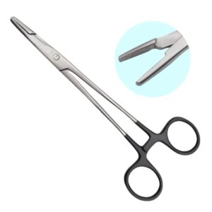 olsen hegar needle holder, needle driver with scissors cutting edges, scissor clamp forceps fly tying by artman instruments (6 inches)