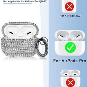 4in1 Bling AirPod Pro Case Diamonds Cover Set Kit, Luxurious Rhinestone PC for AirPods Pro Case Accessories for Women Girl w/Cute Fur Ball Pompom Keychain/Crystal Bracelet/Lobster Clasp Keychain