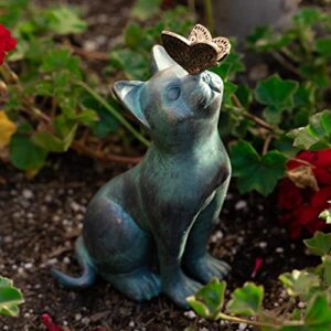 iHeartCats Cat Memorial Figurine with Butterfly - Cat Statue Pet Memorial Gifts