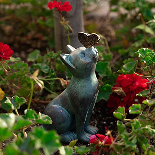 iHeartCats Cat Memorial Figurine with Butterfly - Cat Statue Pet Memorial Gifts