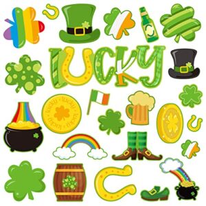 25 pieces st. patrick's day cutouts lucky shamrock cutouts for home classroom st. patrick's day bulletin board decorations
