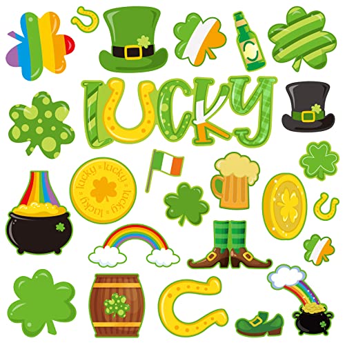 25 Pieces St. Patrick's Day Cutouts Lucky Shamrock Cutouts for Home Classroom St. Patrick's Day Bulletin Board Decorations